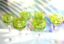 NACHTMANN KRISTALL-GLAS - 6 WEINGLÄSER RESEDA TRAUBE-HELLGRÜN-Überfanggläser RAR