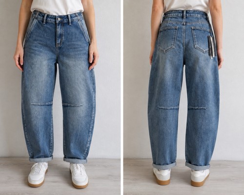 Denim trendy barrel leg - denim,