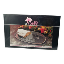 WMF Stollen-Platte Kuchen "Frohe Weihnachten" Kristall-Glas 24 x 42cm in OVP