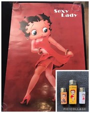 official Betty Boop Poster Plakat 90x60cm Vintage Cartoon Deko + 3x Lighters Rar