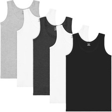 BRUBAKER 5er Pack Herren Unterhemden Tank Tops Baumwolle - Extra Lang - Sparpack