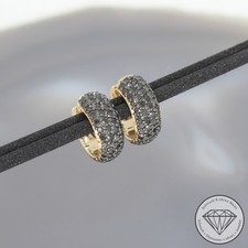Wert 2190 € schwarze Diamant Creolen 585 14 Karat Gelb Gold