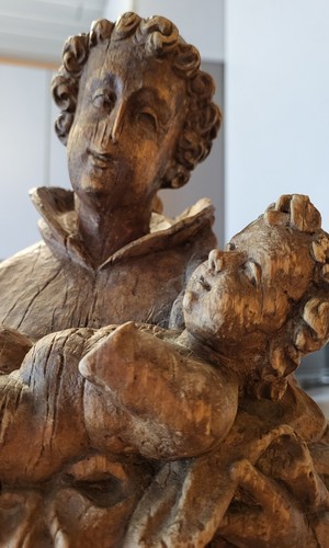 Große antike holzskulptur - antike,