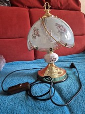 1 Tischlampe - nostalgisch mit Glas-Metall-Porzellan Lampenschirm - Blumenmuster