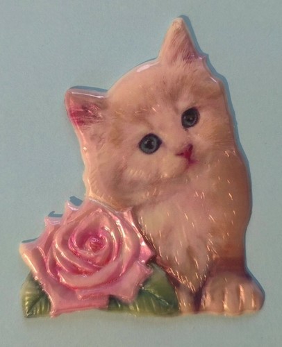 Wachsbild katze mit - rose,