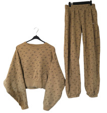 NIKE Damen Jogginganzug Gr. XS / S - M beige Set Pullover & Hose oversized Sweat