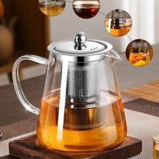 Teekanne Glas 950ml Borosilikat Hitzebeständig Mit Edelstahl Teesieb Krug Zuhaus
