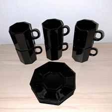 *ARCOROC/ARCOPAL*6 x Kaffeetassen und Untertassen*Espressotassen*schwarz*TOP*