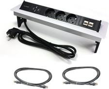 Tischsteckdose versenkbare Einbausteckdose Steckdosenleiste 3-Fach 1,5m 3500W