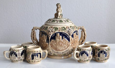 Werkara Bowle Punchtopf Rumtopf Gerz Becher Set Steingut Rhein Schlösser Vintage