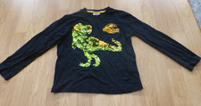 Jurassic World Langarmshirt Gr. 128 schwarz mit Dinosaurier Muster