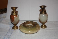 Kleines Onyx  Marmor und Messing Konvolut, Vintage