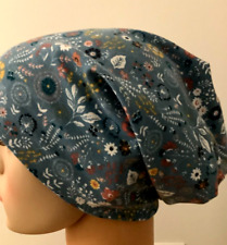 Wende Beanie-Mütze mit Blumen auf jeansblau 122-128-134 Neu 55-57cm Neu Handmade