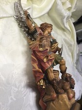 Heiliger Michael Holzfigur Handarbeit Mit Urkunde 