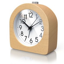 Bearware Analoger Wecker halbrund Holzkorpus Hell Retro Vintage Design