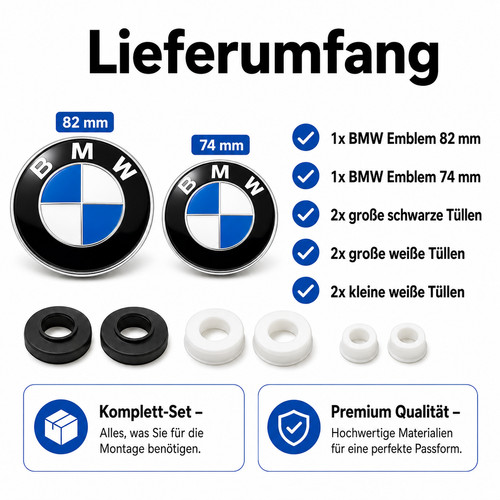 Bmw emblem set 82mm 74mm - emblem,