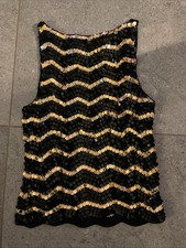 Top / Häkeltop mit Pailletten schwarz & gold- Gr. 38 - Heine