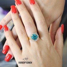 10mm Gold Swarovski Ring, Verstellbar, Halo Design, Brautschmuck, Cocktailring