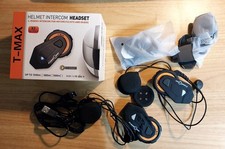 2x Motorrad Helm Headset Bluetooth Freisprecheinrichtung von T-Max