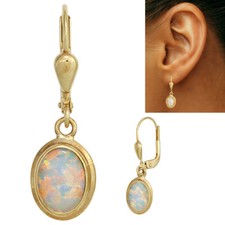 25 mm Edelstein Ohrringe Opal Ohrhänger Gelbgold 333er echt Gold 8 Karat neu