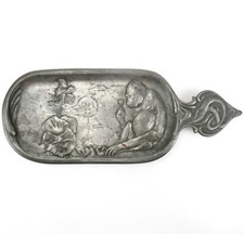 Kayserzinn Platte / Tablett Jugendstil Entwurf Affe Antik ca. 1900 Art Nouveau