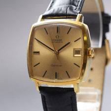 [Exc+5] Omega Geneve Cal. 565 162.010 32mm Gold Datum Automatik Herrenuhr