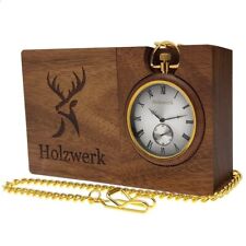 Holzwerk HANNOVER 2 in 1 Taschen & Tisch Holz Uhr, braun, silber gold
