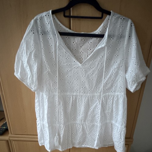 Damen bluse weiß spitze - weiß, mit