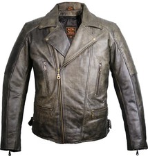 Retro Designer Motorrad Lederjacke in Vintage Braun mit Protektoren Bikerjacke