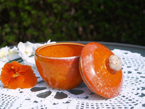 Zuckerdose orange keramik - zuckerdose,