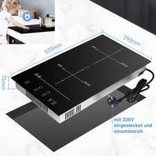 2 Zonen Glaskeramikkochfeld Elektro Autark Glaskeramik Einbauherd 3500W Timer