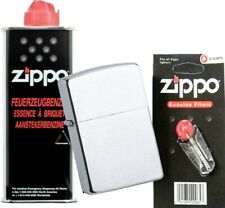 Zippo ORIGINAL chrom gebürstet chrome brushed + Benzin + Zündsteine     60000804