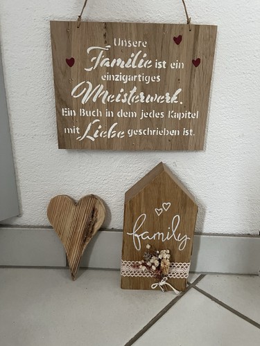 3tlg holzdeko schild haus - 3tlg., und