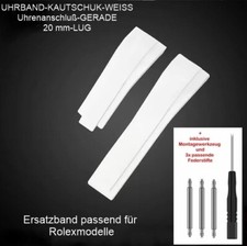 NEU-Uhrband-Kautschuk-WEISS-20mm-für Rolex Daytona,Datejust,GMT,etc.👍