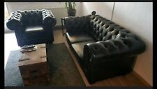 CHESTERFIELD Sofa Sessel 2+1 ECHTLEDER ANTIKBRAUN BRADFORD NP:2398,- *1Jahr jung