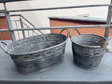 Zink Blumentopf Griffe Übertopf Vintage Nostalgie Perforiert Ornament Gartendeko