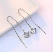Ohrstecker Durchzieher Würfel mit Kristall 925 Silber Ohrringe 