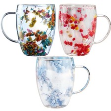 Doppelwandige Kaffeetasse aus Glas, verbrühungshemmende Teetasse mit ergonomisc