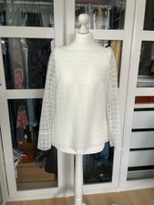 Massimo Dutti Geometrische Guipure-Spitzenbluse | Gr. 36 | Elfenbein