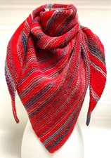 Handgestricktes Tuch Dreieckstuch Schal Handarbeit  rot - bunt - Verlauf Neu