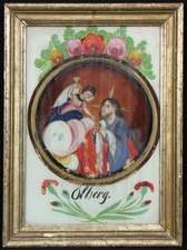 Antikes Hinterglasbild Jesus am Ölberg Murnau oder Weilheim 1. Hälfte 19. Jh.