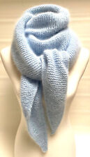 Handgestricktes Tuch Dreieckstuch  Schal Handarbeit Angora hellblau Neu