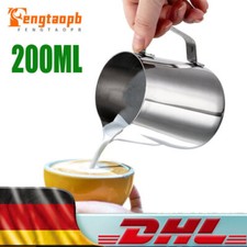 Milchkännchen aus Edelstahl Milk Pitcher 200ml für Cappuccino Latte Art Silber