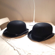 2 Stück Hut Melone Schwarz Karneval, Fasching 