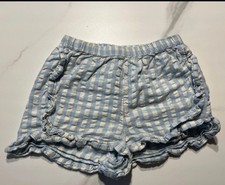 Hellblau/weiß karierte kurze