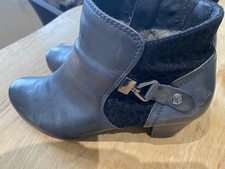 CAPRICE❤️ Stiefeletten Gr 39* Weite H* Schwarz Leder Mit Leo Grau*
