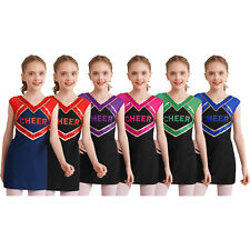 DE iEFiEL Mädchen Cheerleading Kostüm Uniform Cosplay Schulmädchen Tanzkleid