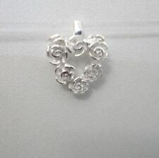 Rosen Herz Anhänger Rose Rosenschmuck Tracht Blume floral Hochzeit Silber 925/-