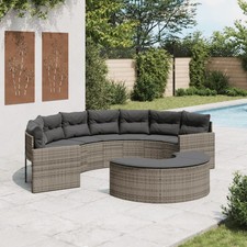 Gartenmöbel Sofa Gartengarnitur Lounge Sitzgruppe Halbrund Polyrattan Mit Kissen