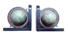 Buchstützen - 2 Stück - drehbarer Erdball - Holz u.a.